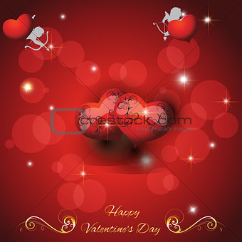 Festive red background with two hearts