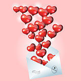 Valentines Day Card with Envelope and Heart. Set 8