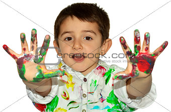 Hands in paint