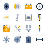 Car service flat icons set
