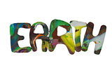Plasticine letters forming word Earth written on white background