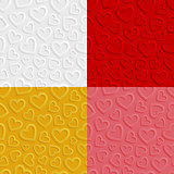 Set of seamless patterns with hearts
