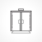 Indoors glass door black line vector icon