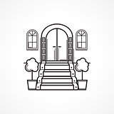 Line vector icon for front door