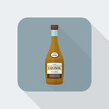 flat style cognac bottle icon with shadow