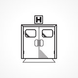 Black line vector icon for hospital entrance door