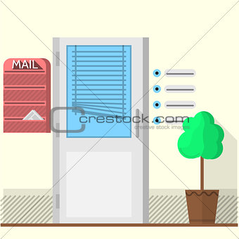 Flat vector illustration of office doors