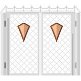 Flat color vector icon for steel gates with shields