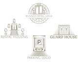 Set of vector illustrations of vintage entrance icon with text