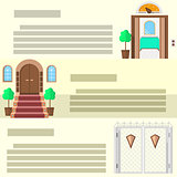 Entrance flat vector icons