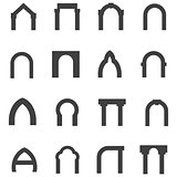 Black monolith vector icons for archway