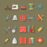 Flat design icons vector collection of sewing items