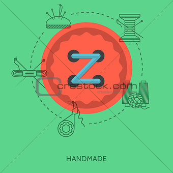 Flat vector illustration for handmade. Red button
