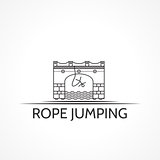Vector illustration with black line icon and text for rope jumping.