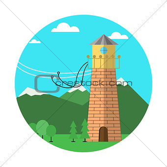 Flat colored vector icon for rope jumping