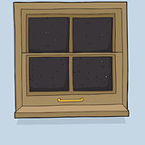 Cartoon Window with Evening View