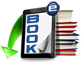 E-Book Symbol with Tablet and Books