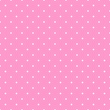 Tile  vector pattern with white polka dots on pink background