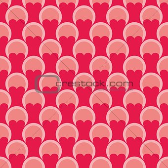 Pink tile vector background with hearts and polka dots