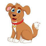Cartoon smiling puppy, vector illustration of cute dog
