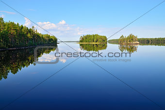 Morning stillness. Lake Engozero, North Karelia, Russia