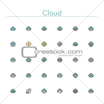 Cloud Colored Line Icons