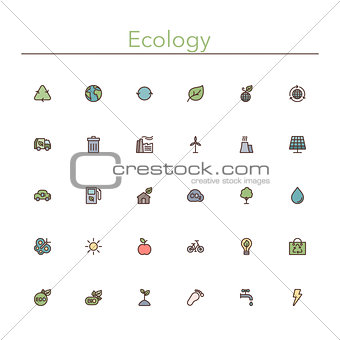 Ecology Colored Line Icons