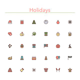 Holidays Colored Line Icons