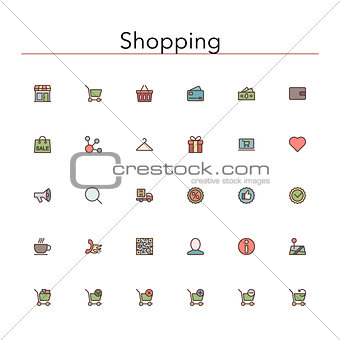 Shopping Colored Line Icons