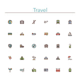 Travel Colored Line Icons