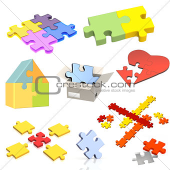 Set of parts of a puzzle