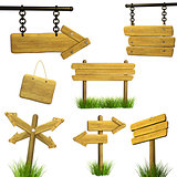 Set of wooden signboards 