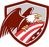 American Bald Eagle Clutching USA Flag Shield Retro