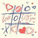 hand drawn love and heart vector,valentines day Tic Tac Toe Hearts