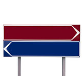 Red and blue Direction Signs