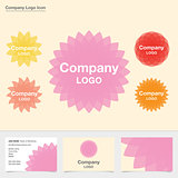 Five abstract flower company logo icons with business card design.