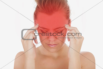 Woman suffering from severe headache