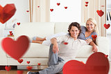 Composite image of cute couple posing