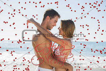 Composite image of sexy couple embracing