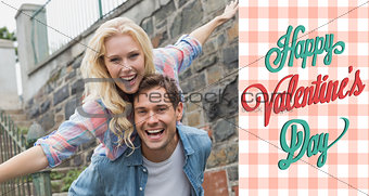 Composite image of hip young couple having fun