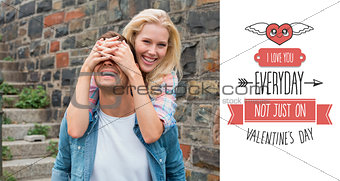 Composite image of hip young couple having fun