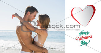 Composite image of sexy couple embracing