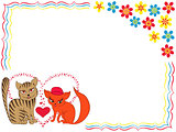 Enamoured cat and kitty on Valentine greeting card