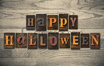 Happy Halloween Wooden Letterpress Concept