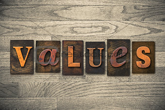 Values Concept Wooden Letterpress Type