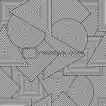 Abstract seamless tuxture. Vector background with geometric line shapes