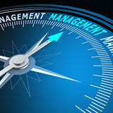 Management word on compass