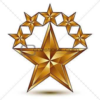 Glamorous vector template with pentagonal golden star symbol, be