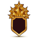 Sophisticated vector blazon with a golden star emblem, 3d polygo