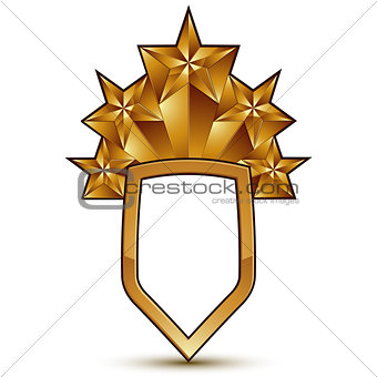 Sophisticated vector blazon with a golden star emblem, 3d polygo
